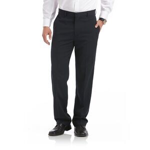 Covington Men's Flat-Front Dress Pants 40x30 Dark Grey